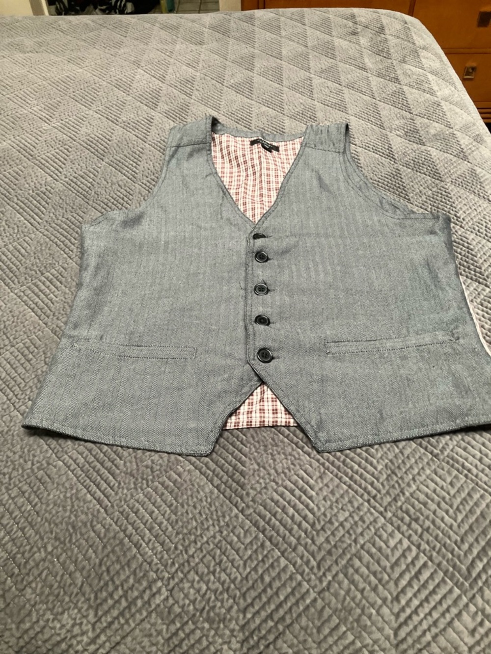 attention Men's Light Gray Five-Button Dress Vest. 661